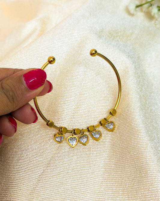 Heart hanging charm thin wrist baby size bracelet