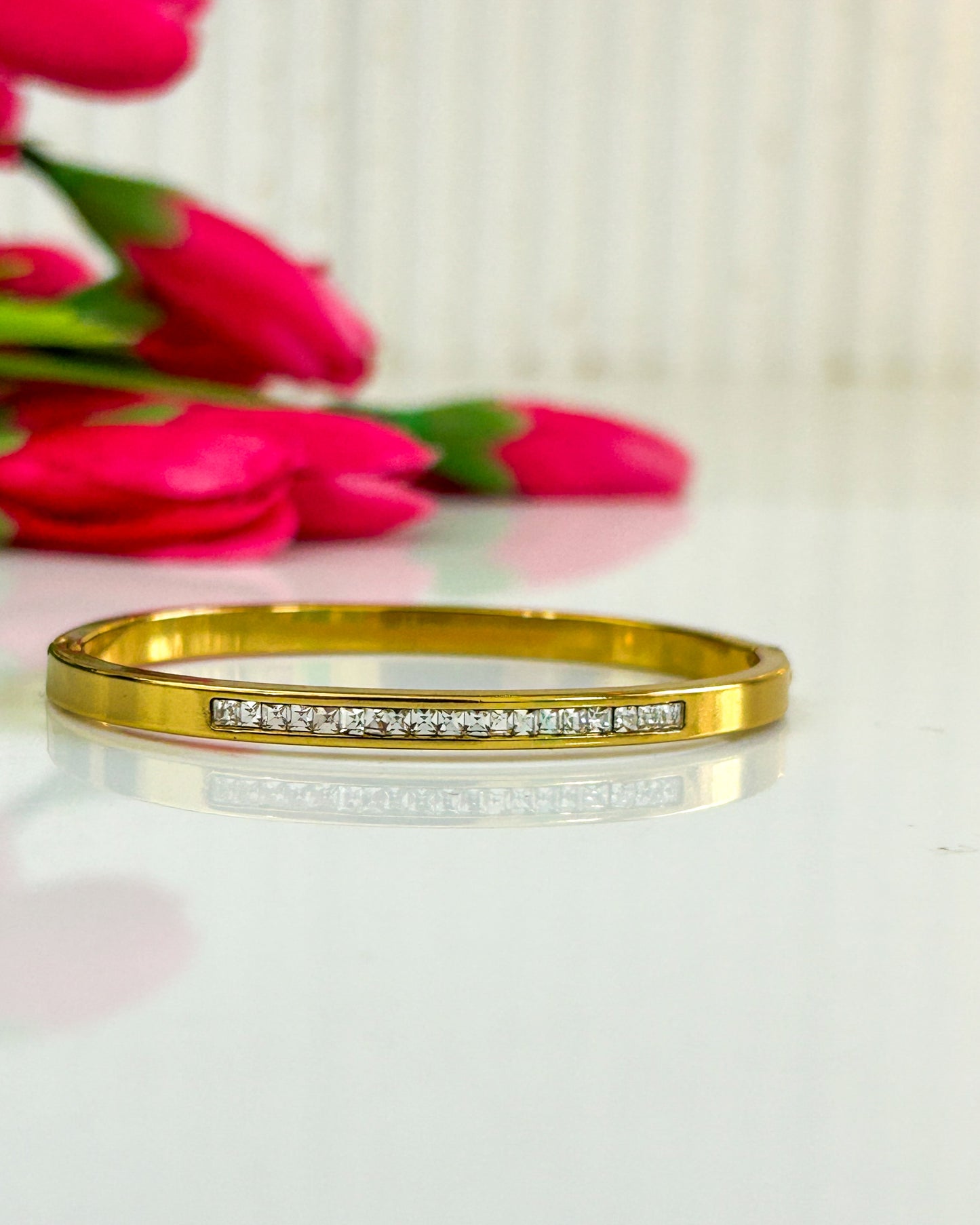 Half diamond thin wrist / baby size bracelet