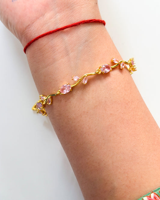Baby size pink tulip bracelet