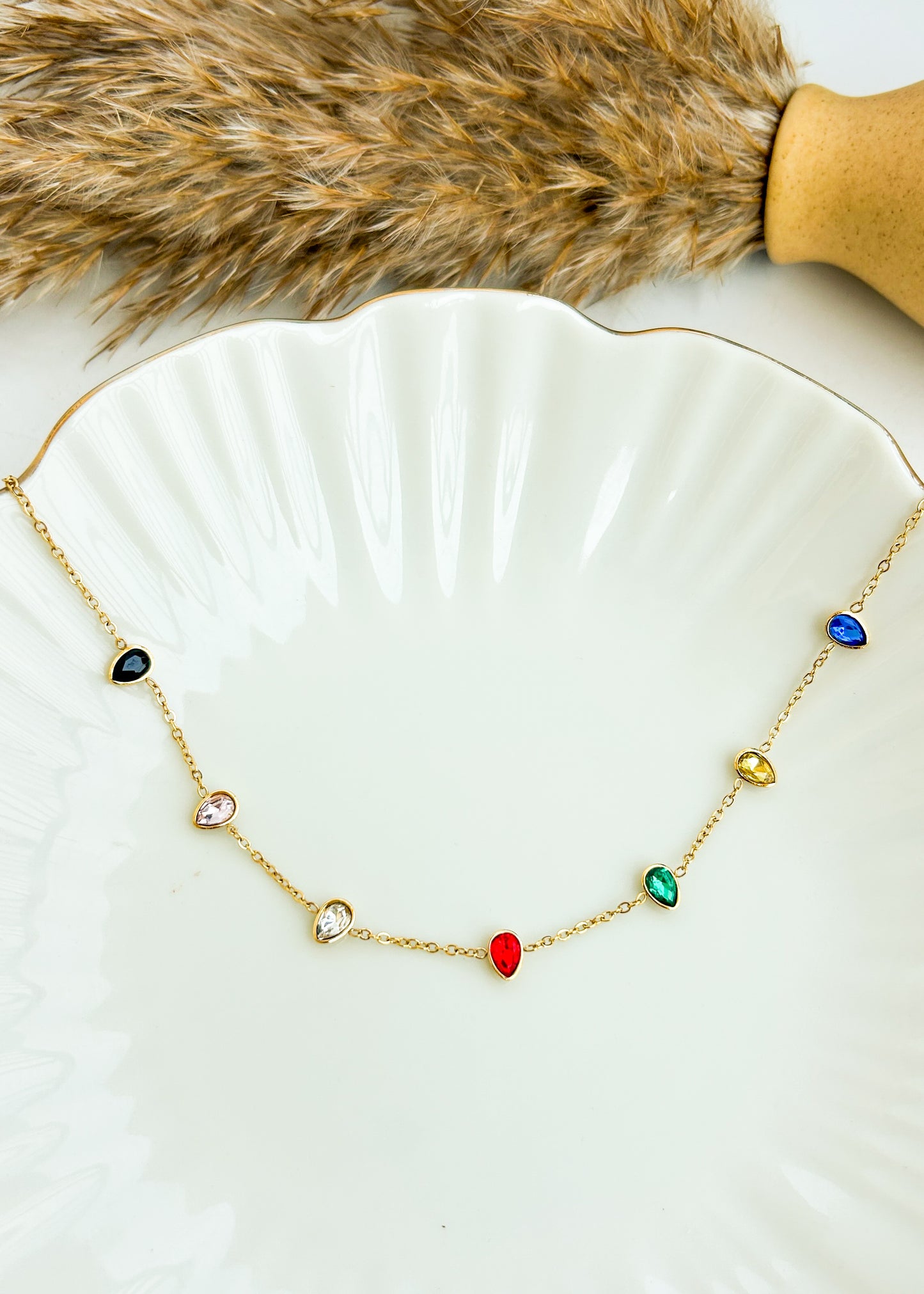Multi coloured drop stone necklace