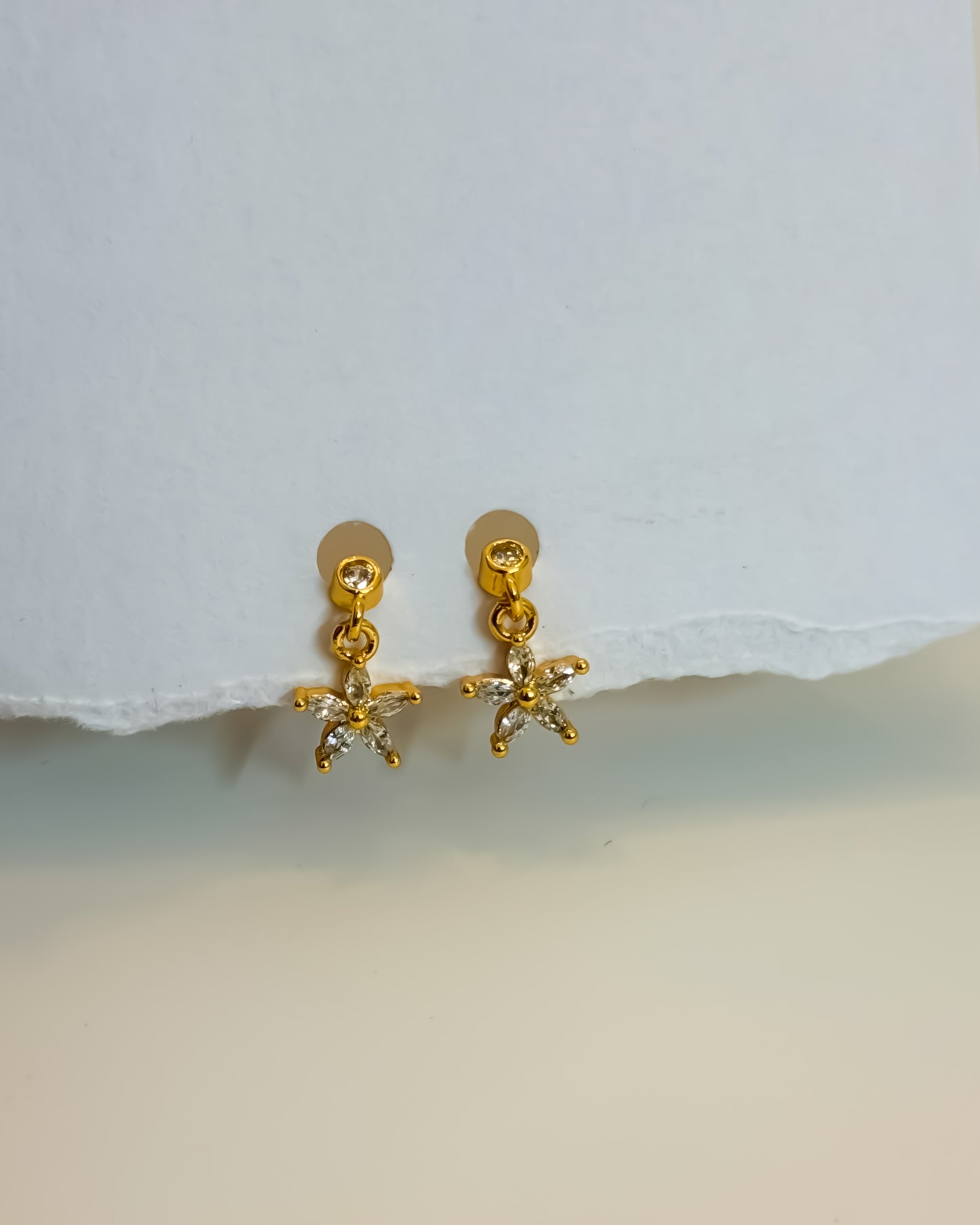 Mini flower ball back earrings