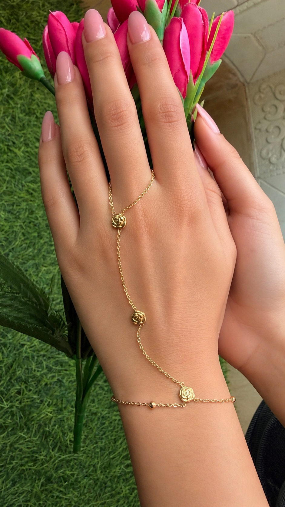 Rose hand chain