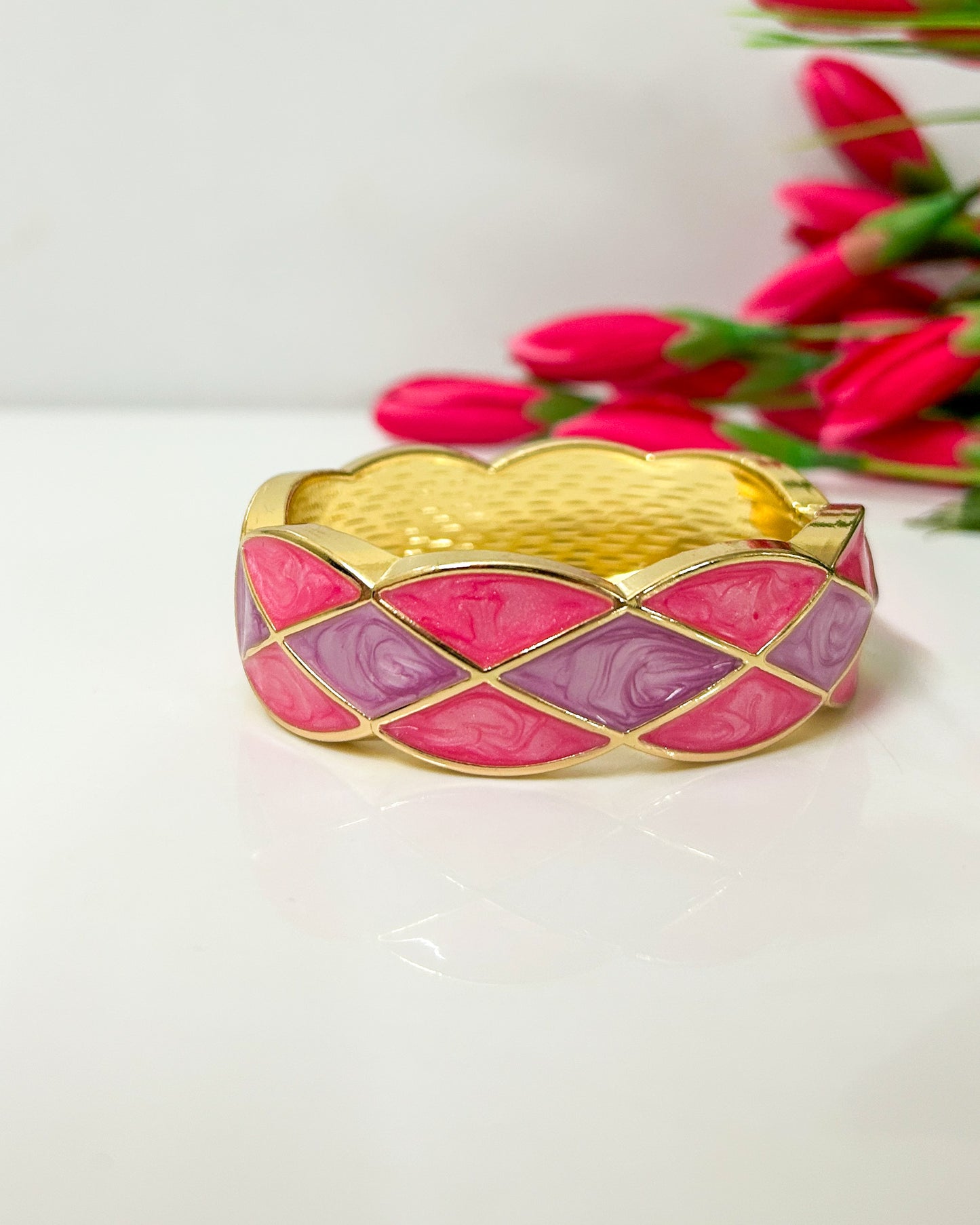 Patterned pink purple Italian bracelet