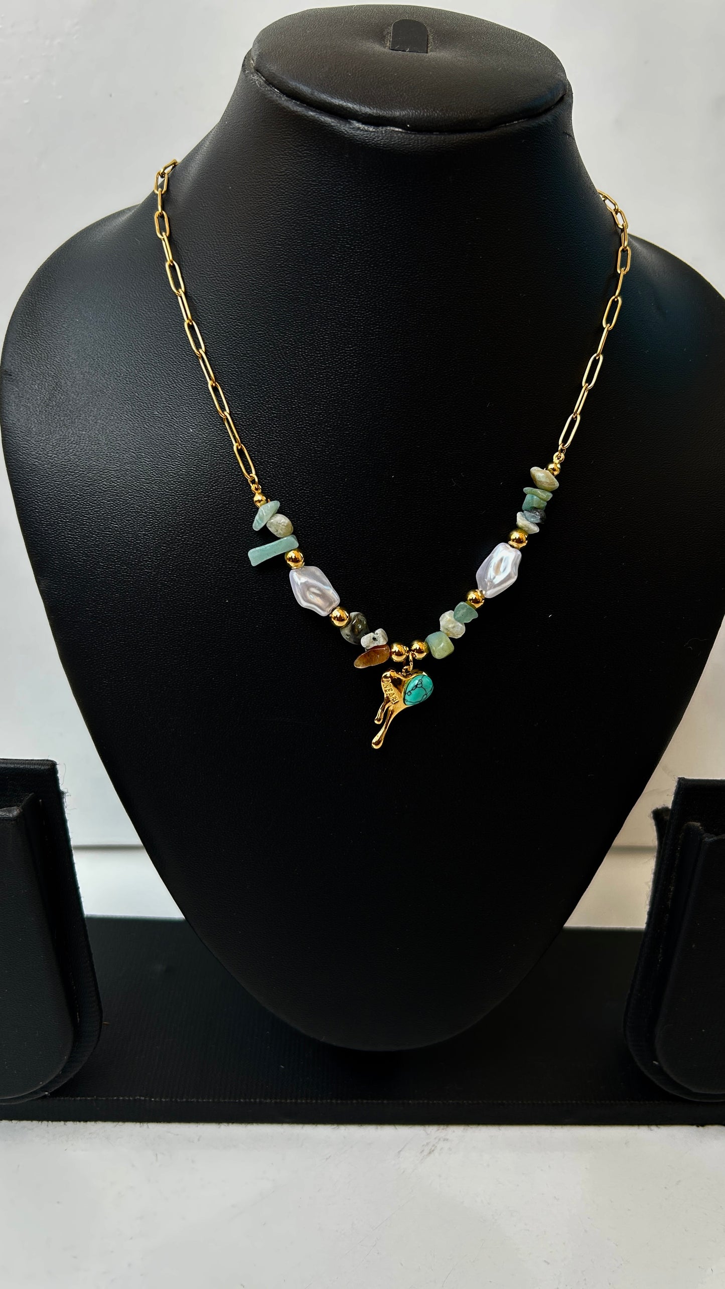 Dripping heart ocean necklace