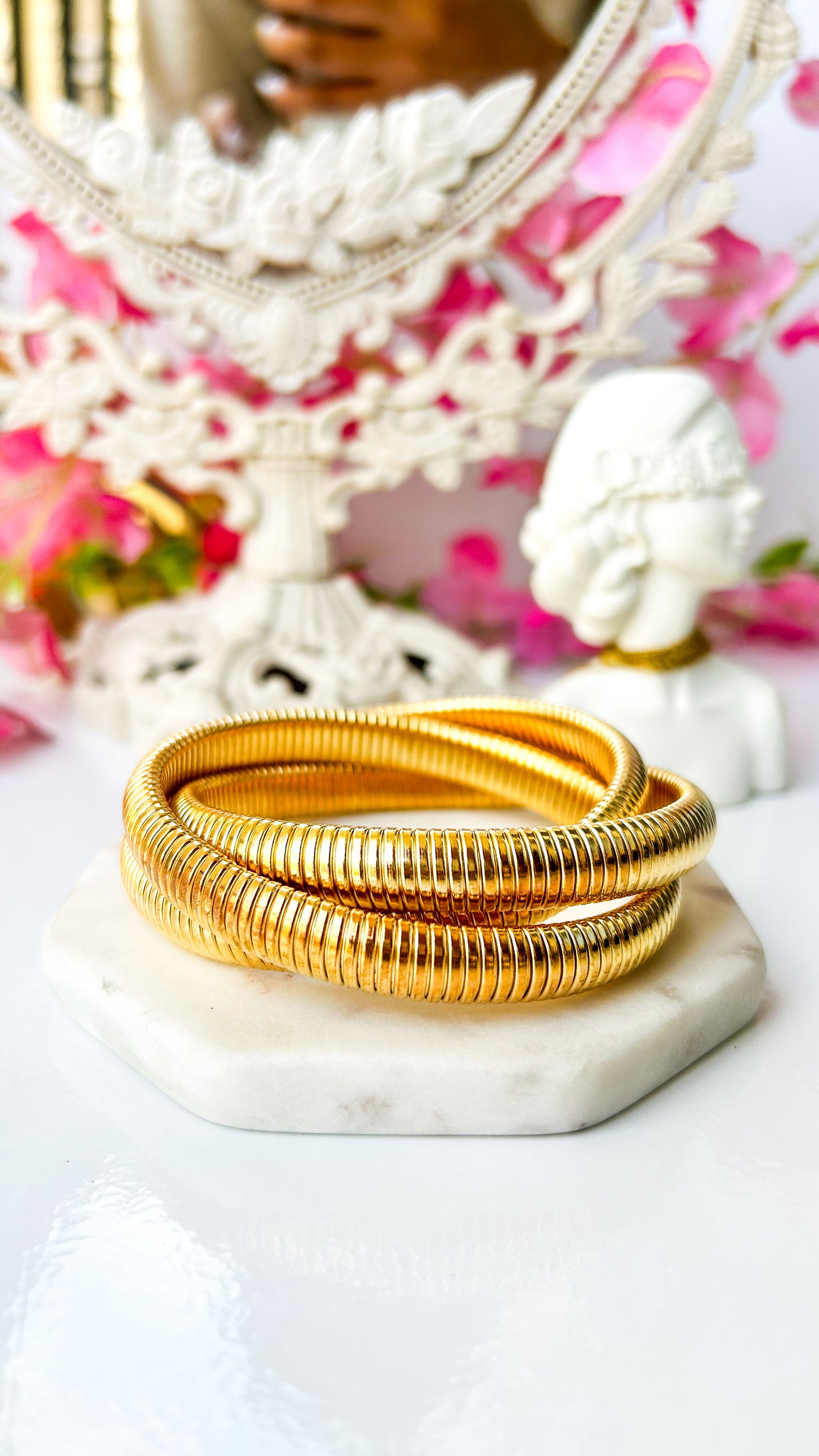 Anti tarnish layered Coil bracelet