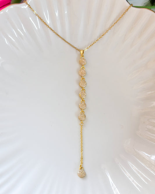 Studded long necklace