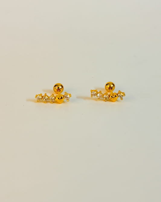 Heart star ball back studs