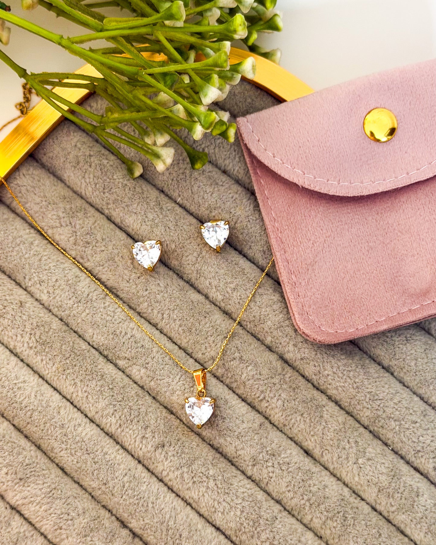 Heart necklace combo with pouch