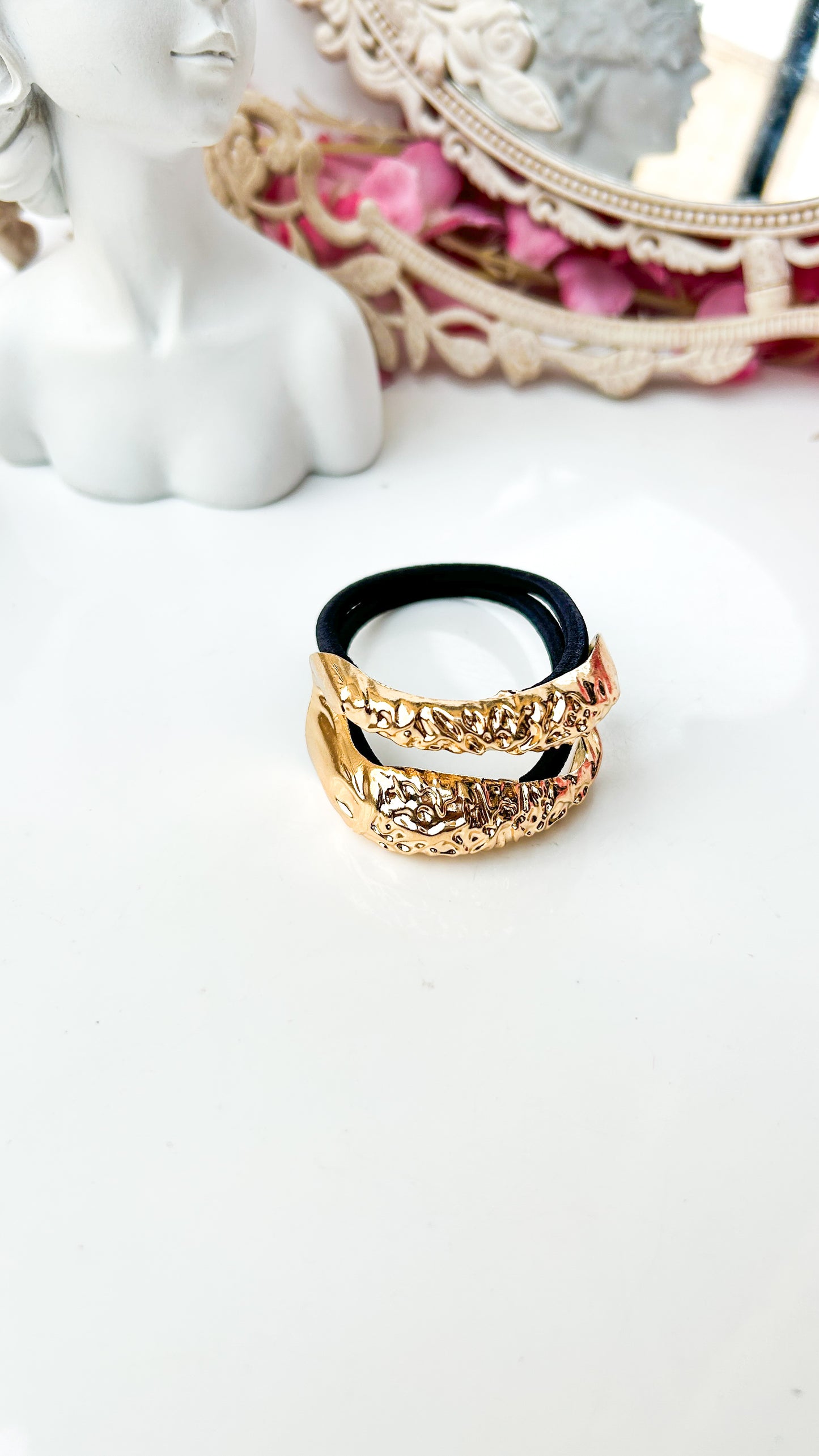 Hammered 2 layer pony cuff
