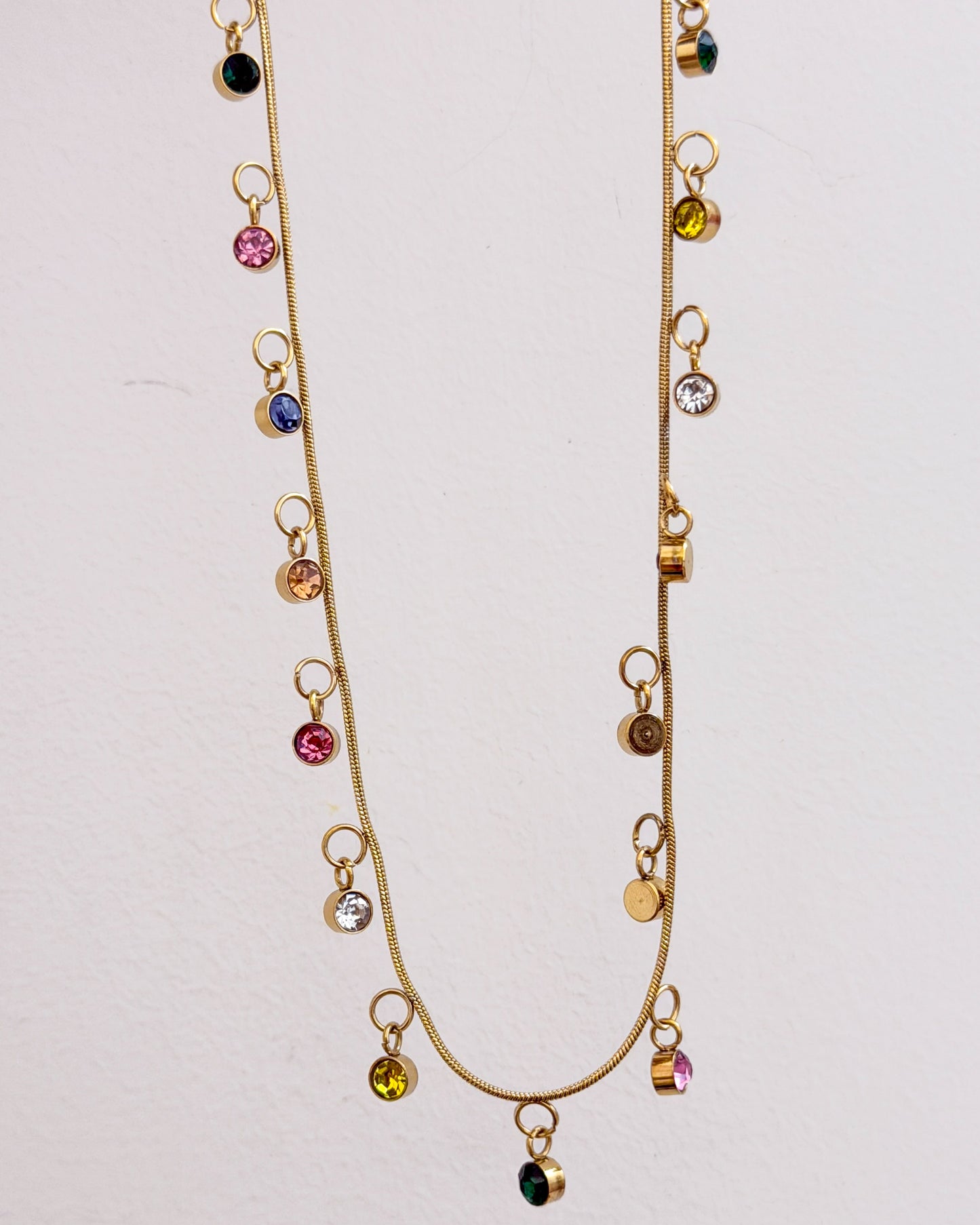 Round multi stone charm necklace