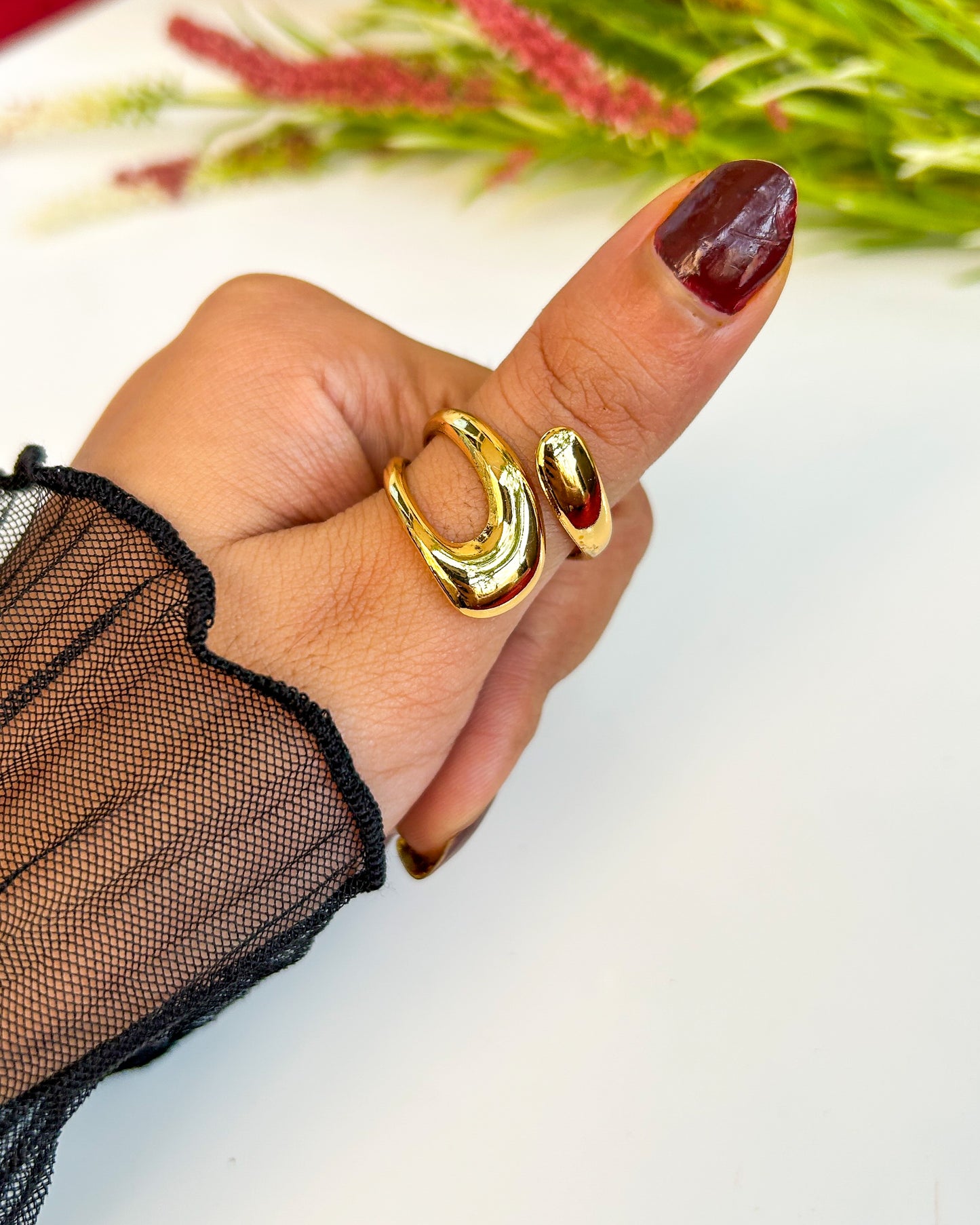 Layered chunky adjustable ring