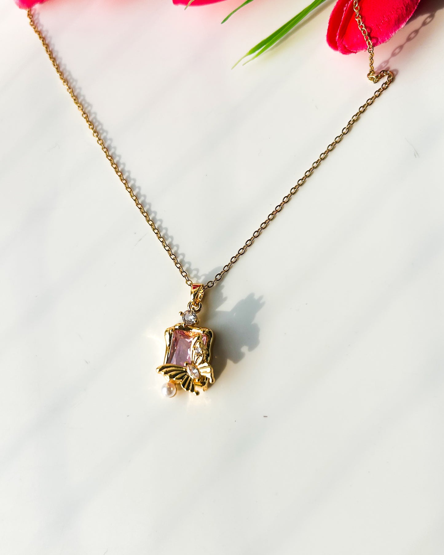 Butterfly studded necklace