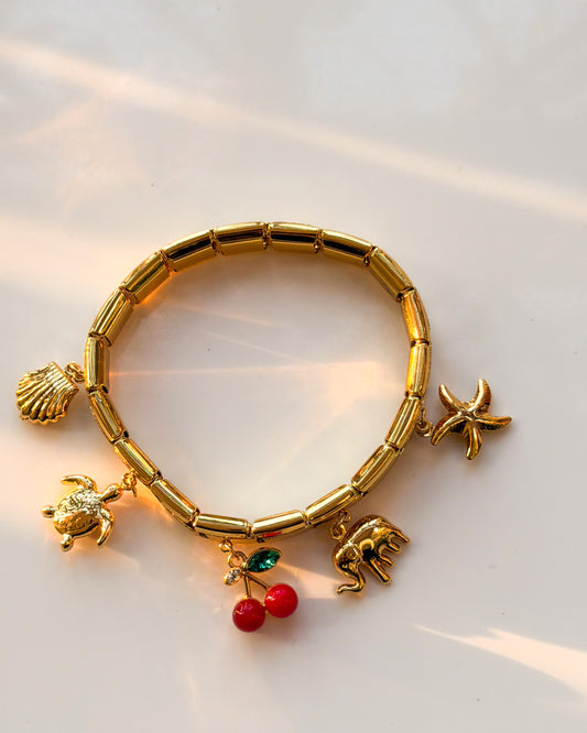 Tropical cherry Italian charm bracelet