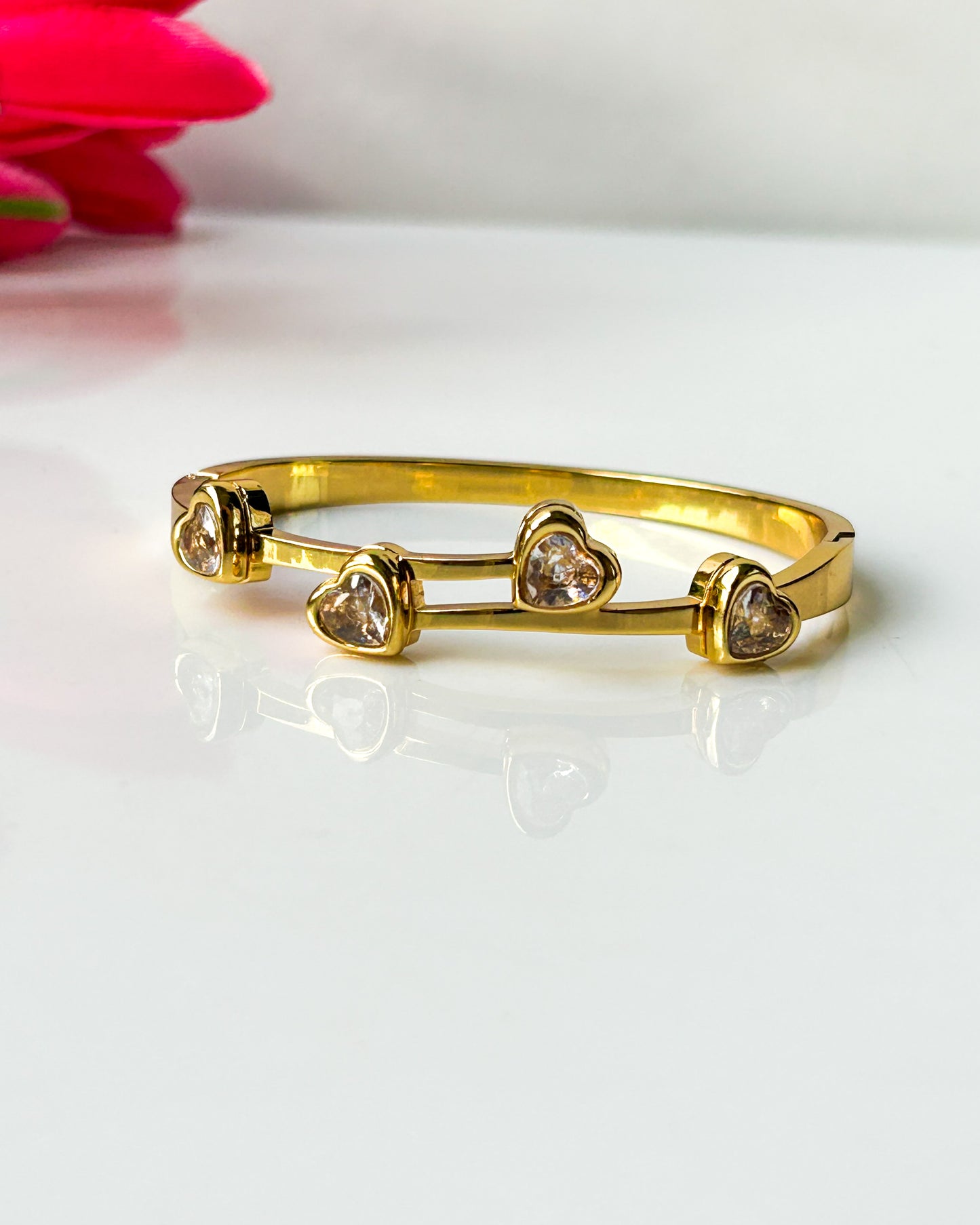 Heart white stone thin wrist/ baby size bracelets