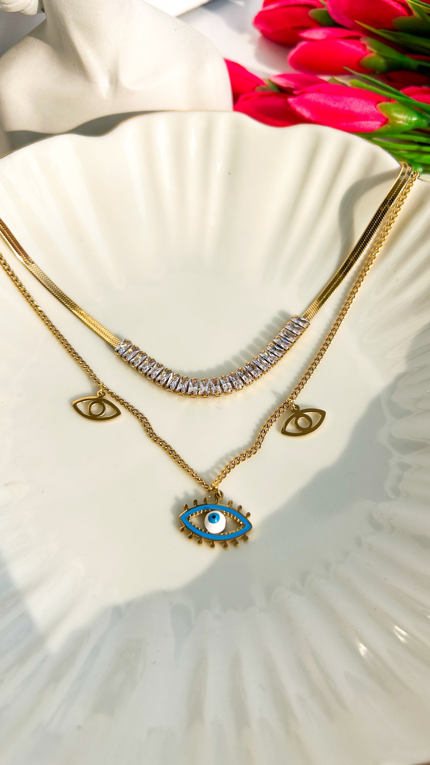 Studded evil eye necklace