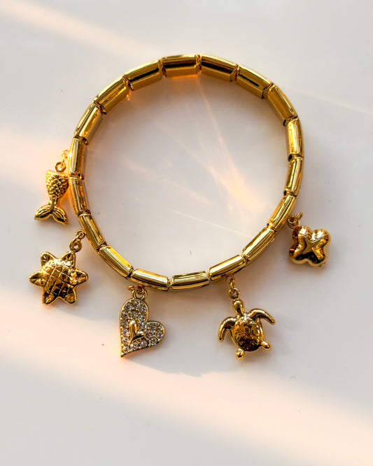 Blingy heart Italian charm bracelet