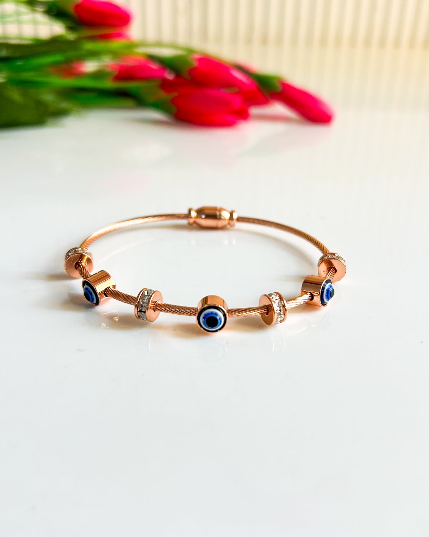 Rosegold evil eye bracelet