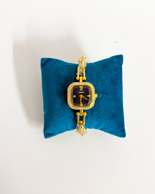 Square studded link chain watch