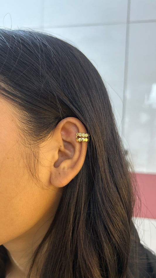 Honeycomb pattern Earcuff- single