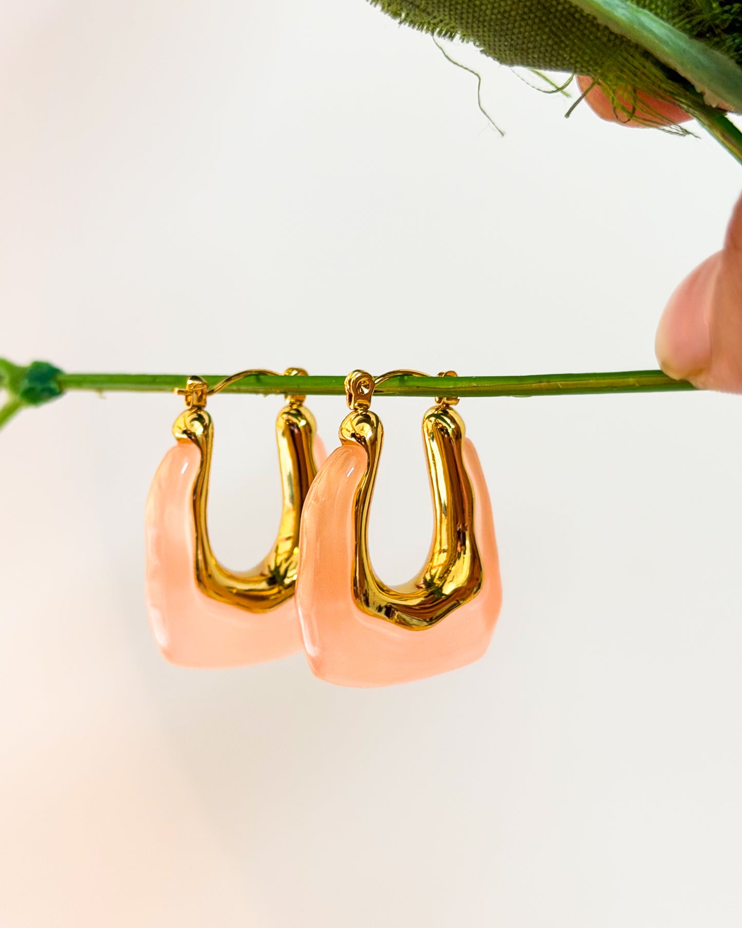 Enamel peachy earrings