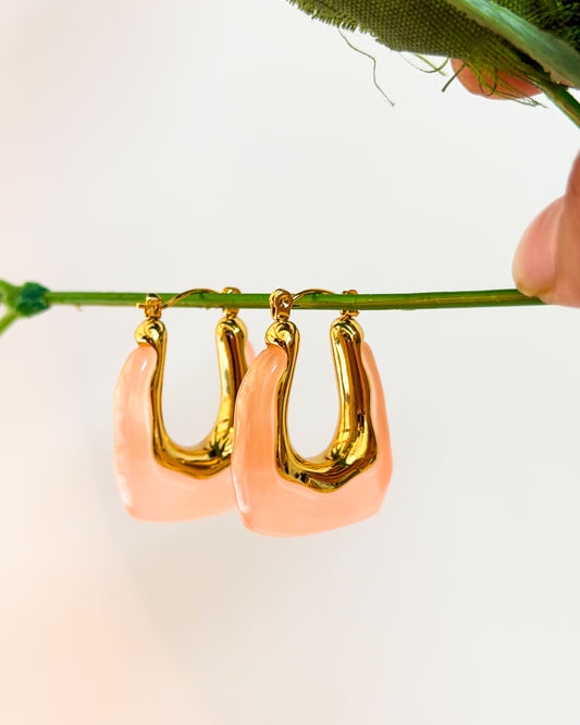 Enamel peachy earrings