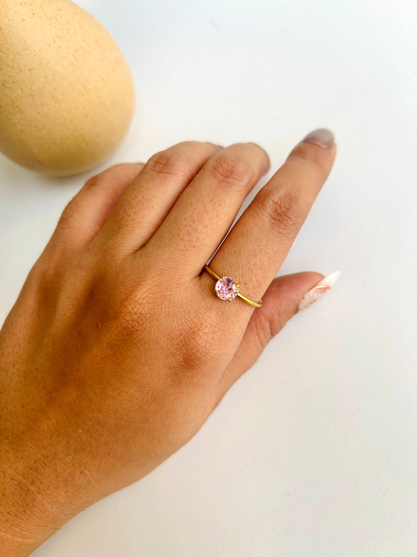 Pink stone adjustable ring