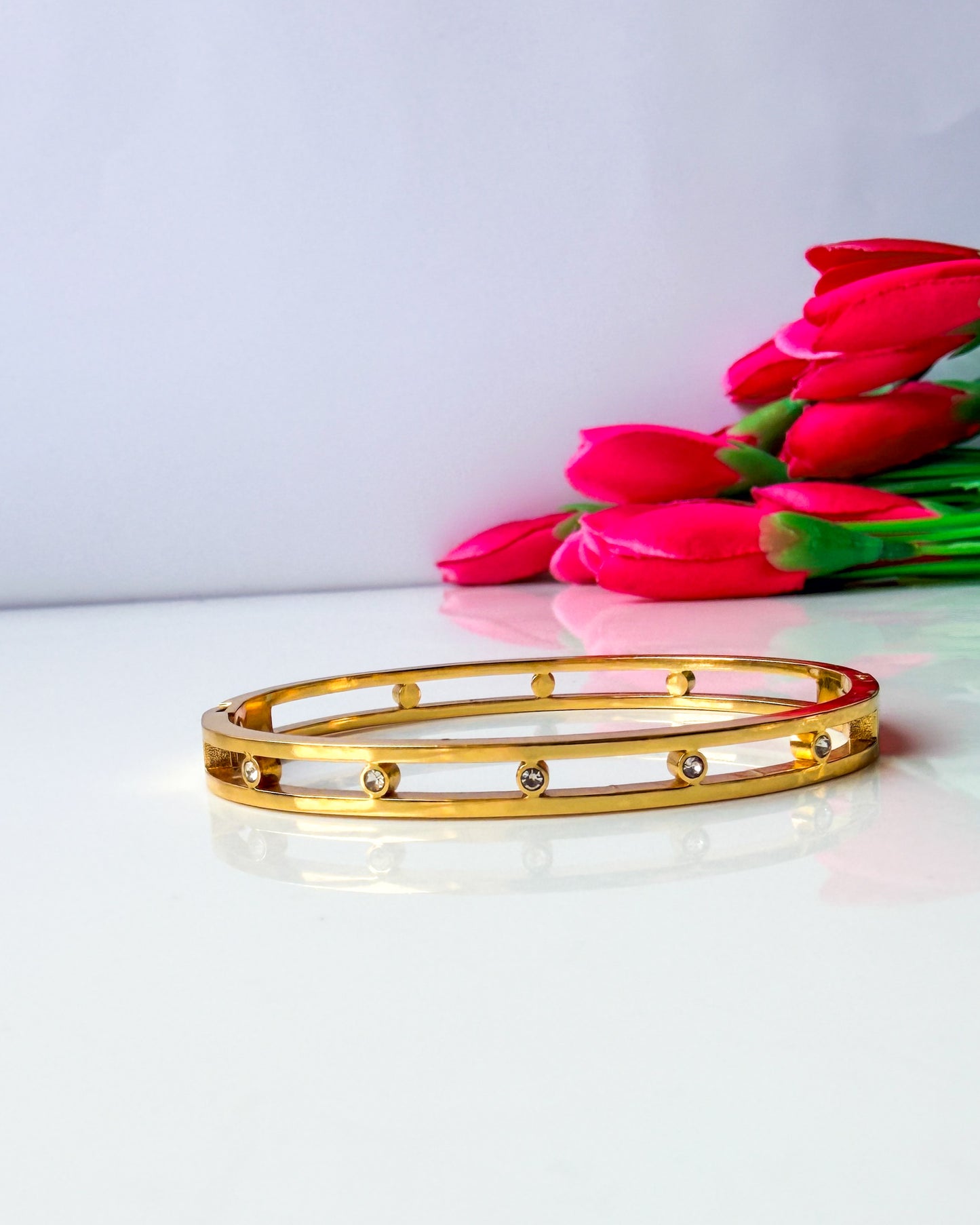 Hollow studded thin wrist/ baby size bracelet