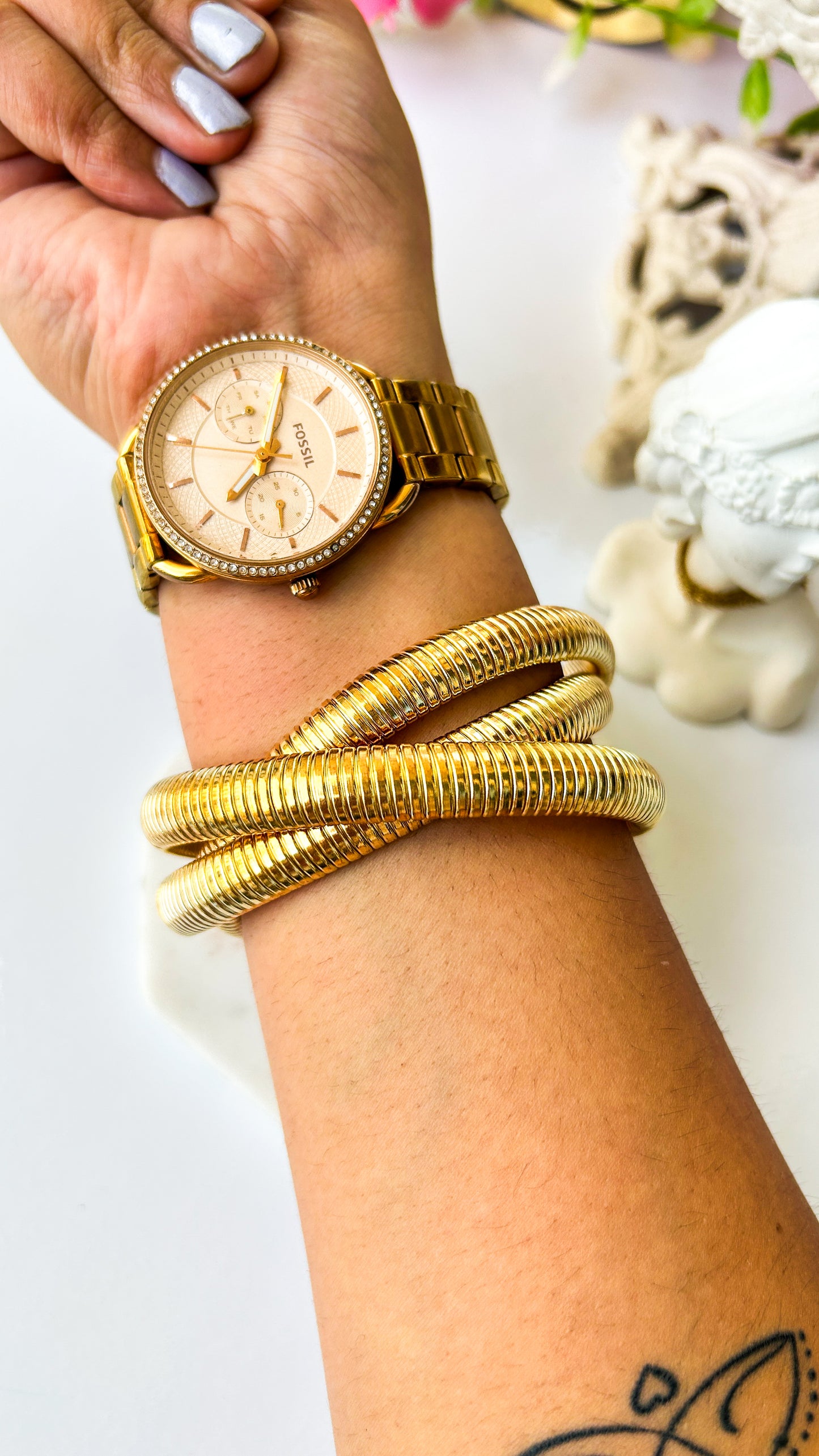 Anti tarnish layered Coil bracelet