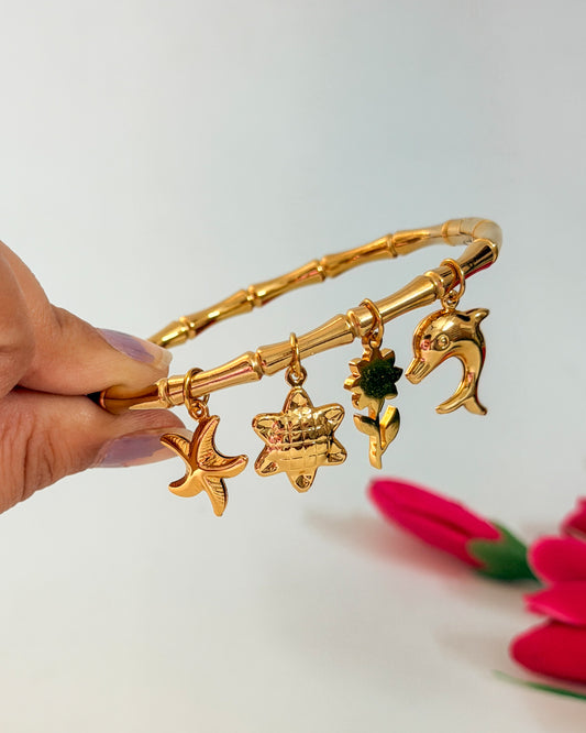 Beach charm bamboo bracelet