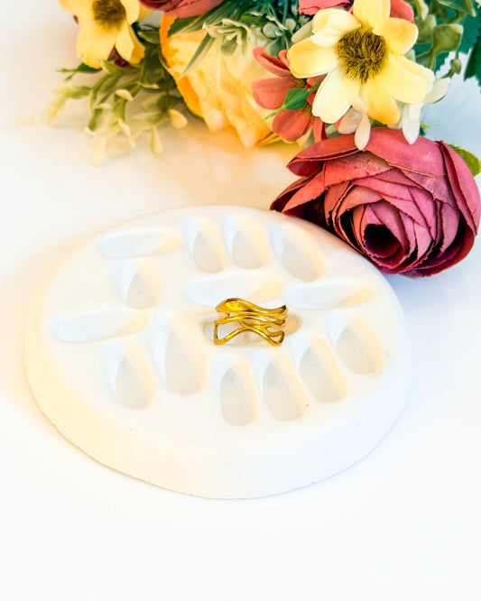 Bubble wavy layered Adjustable ring