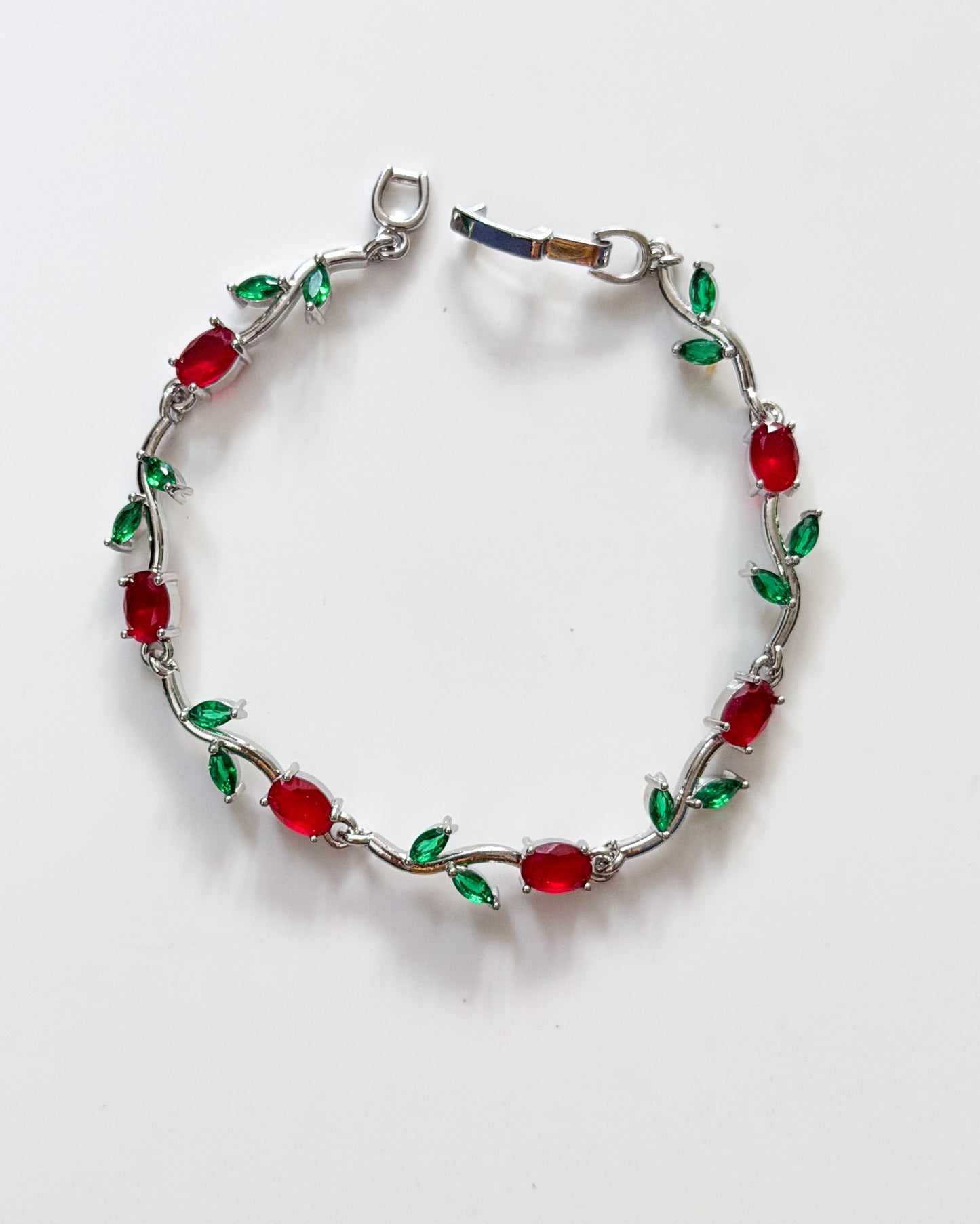 Silver red tulip bracelet