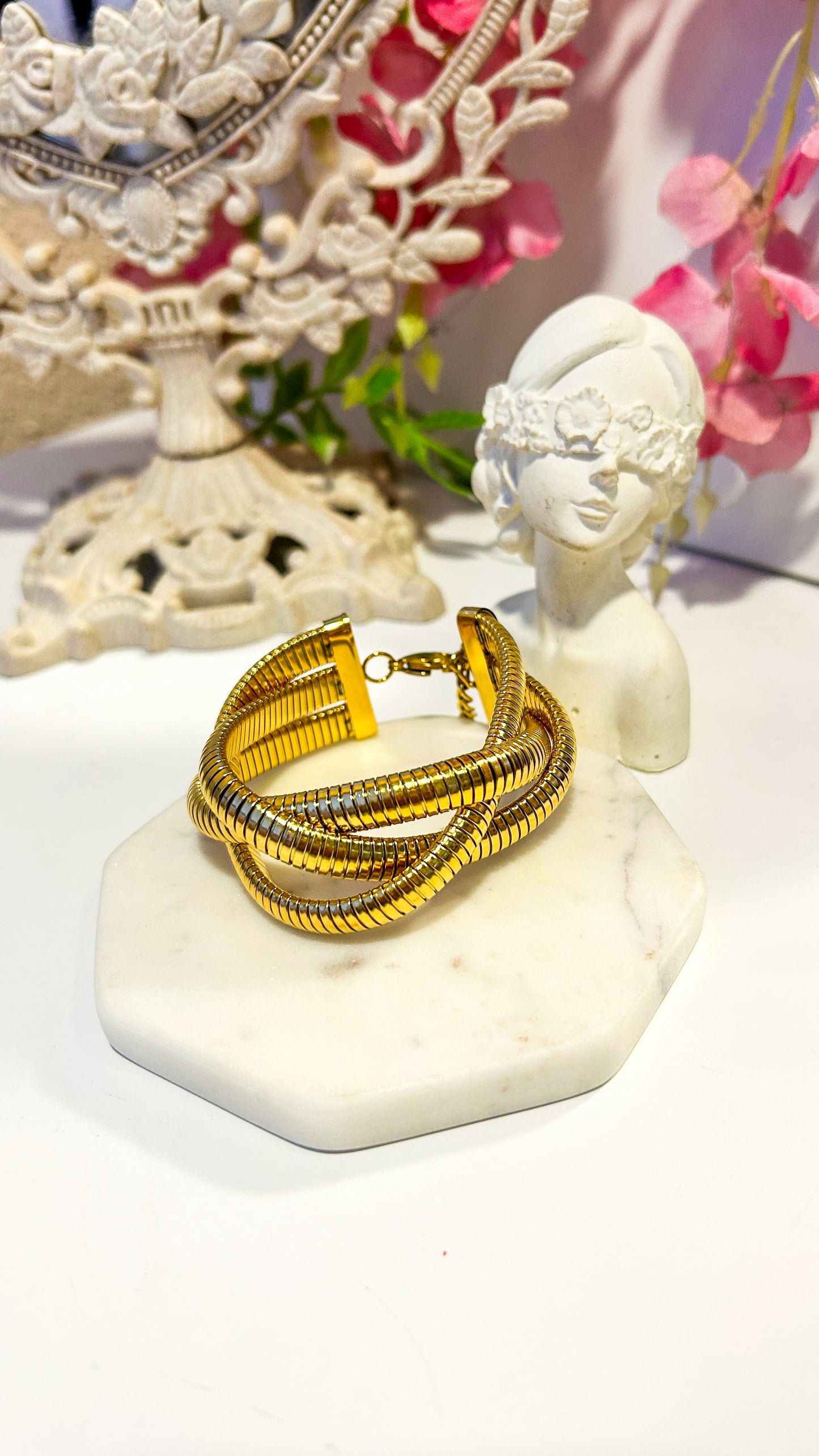 Adjustable Layered coil bracelet