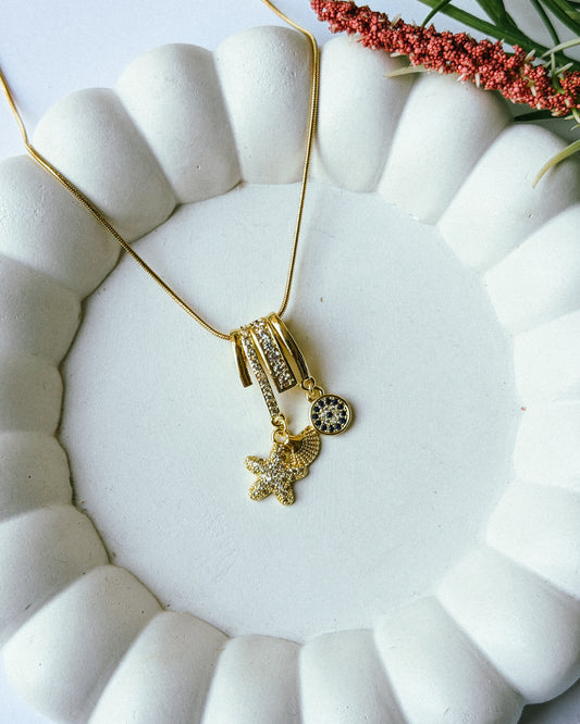 Starfish blue charm necklace