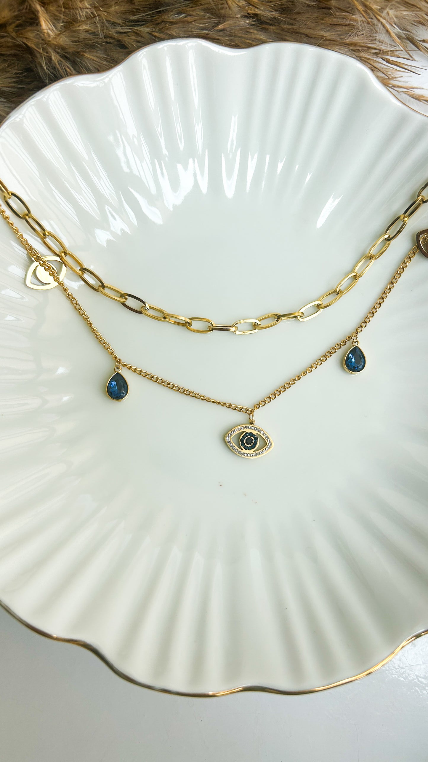 Layered evil eye necklace