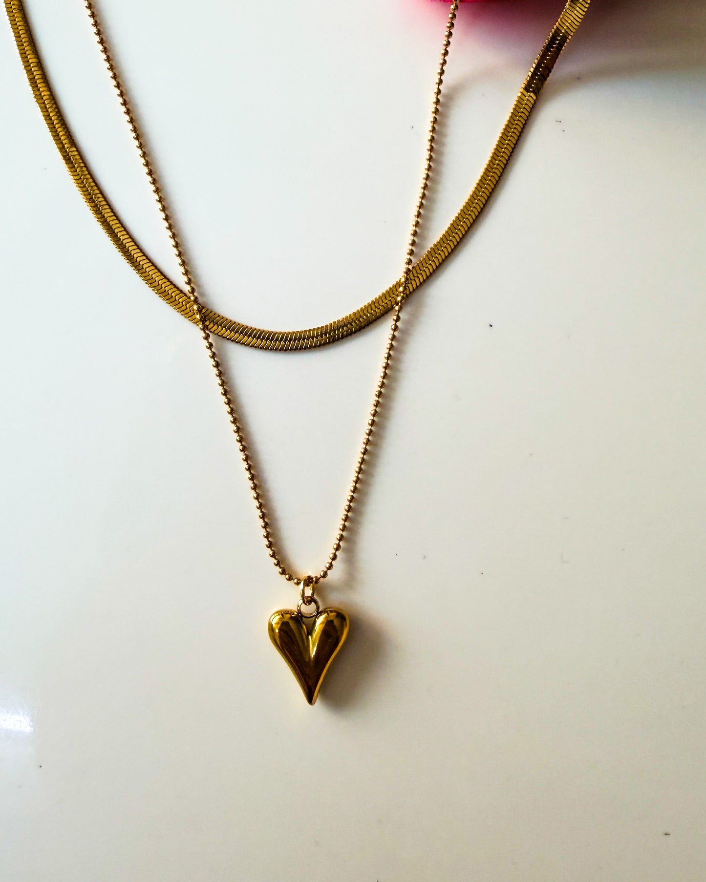 Layered pointed heart necklace