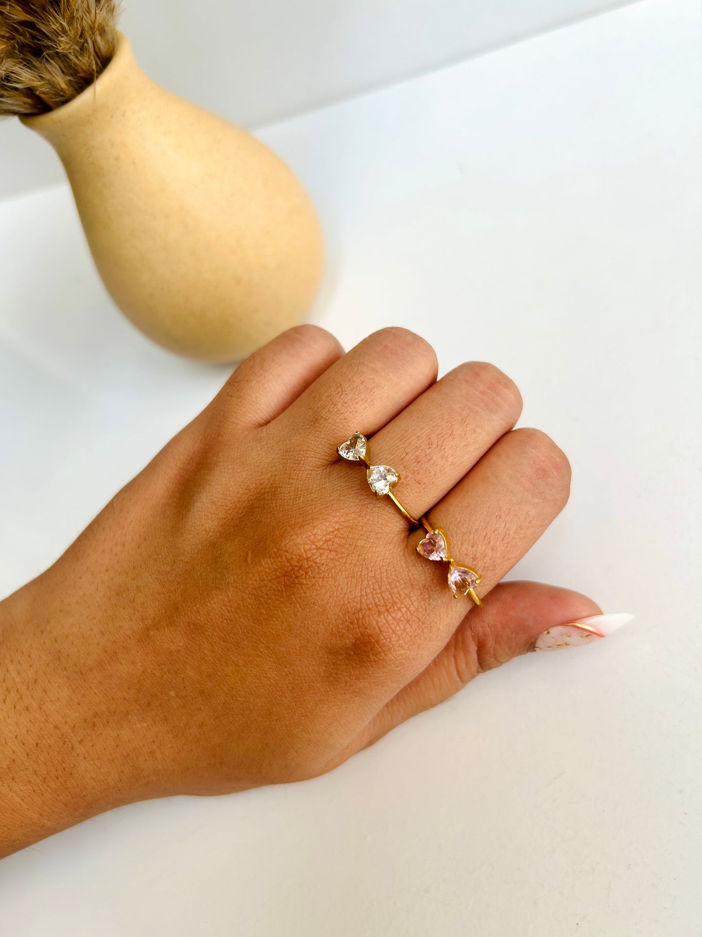 Dual heart adjustable ring