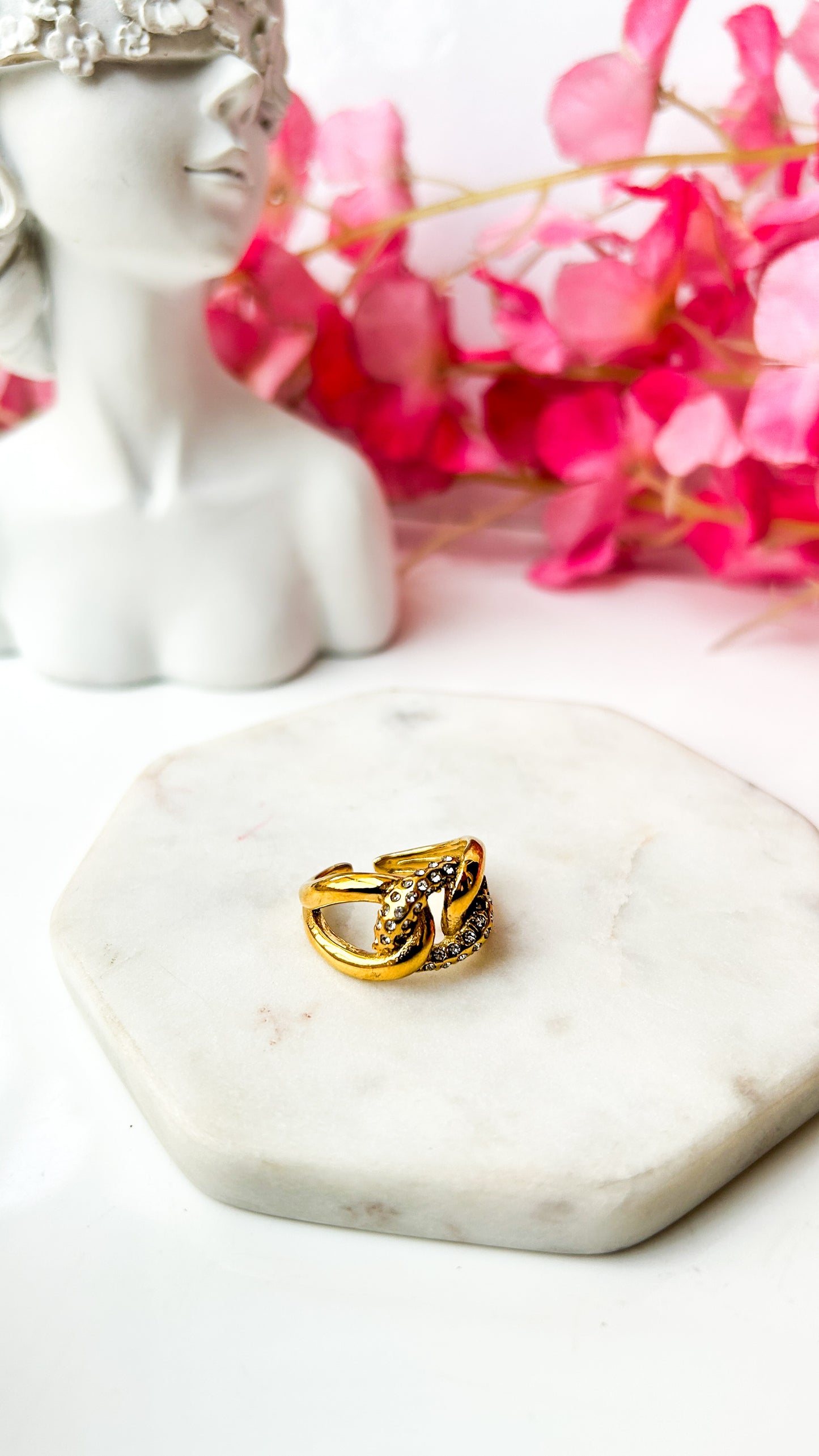 Chunky studded link ring ( adjustable)