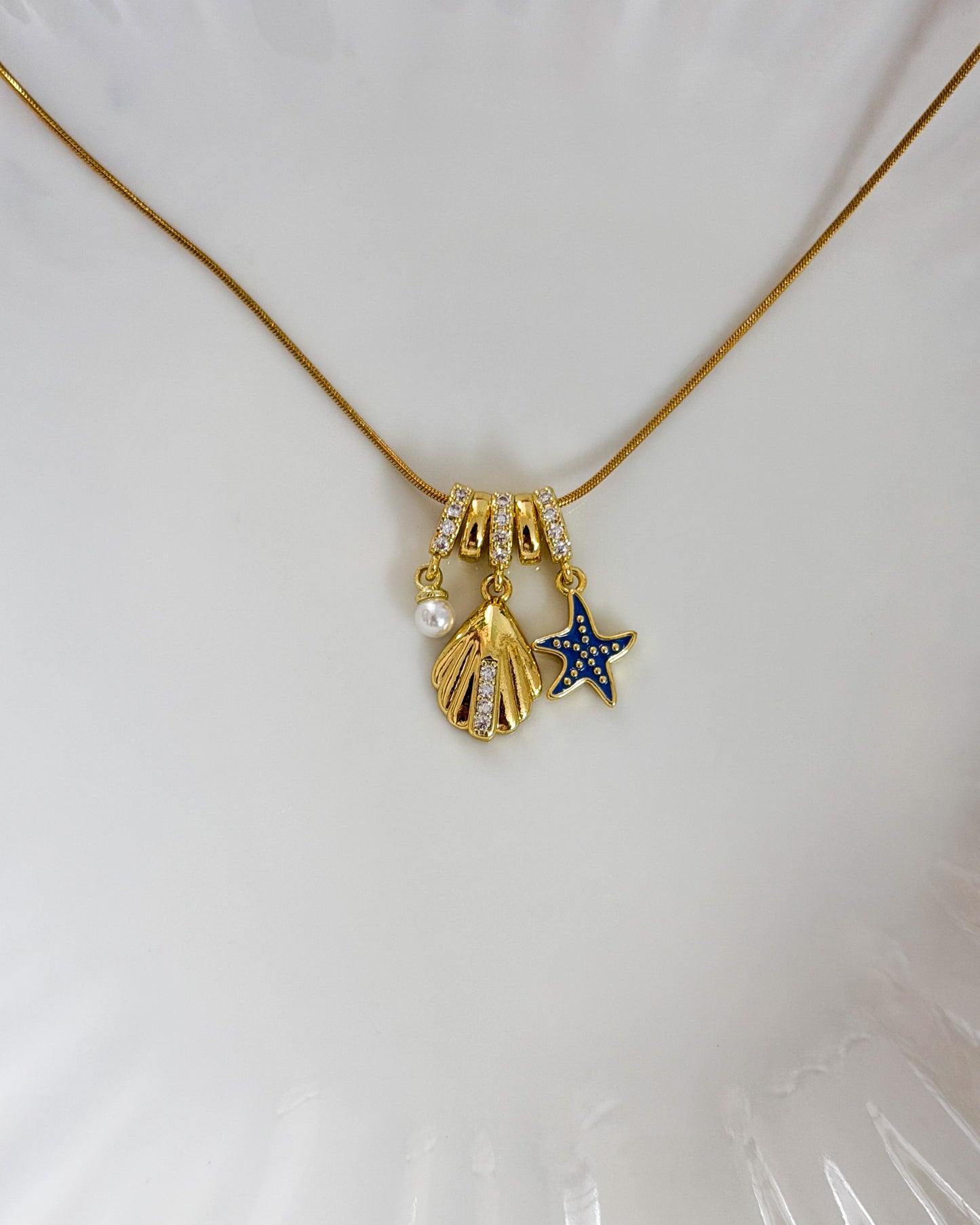 Blue ocean charm necklace