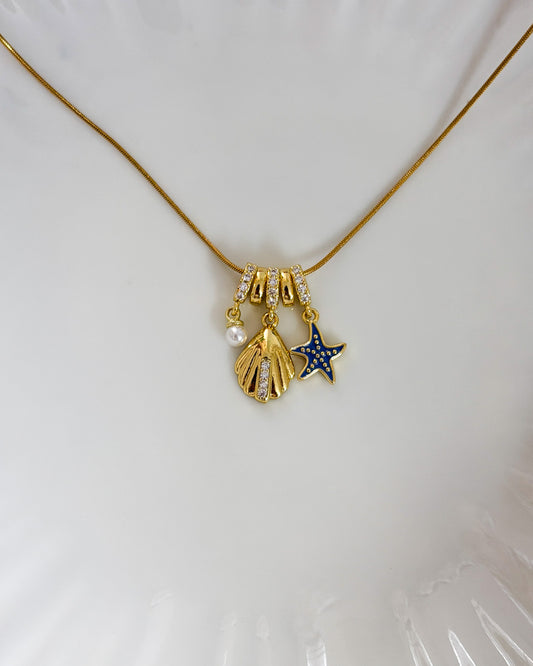 Blue ocean charm necklace