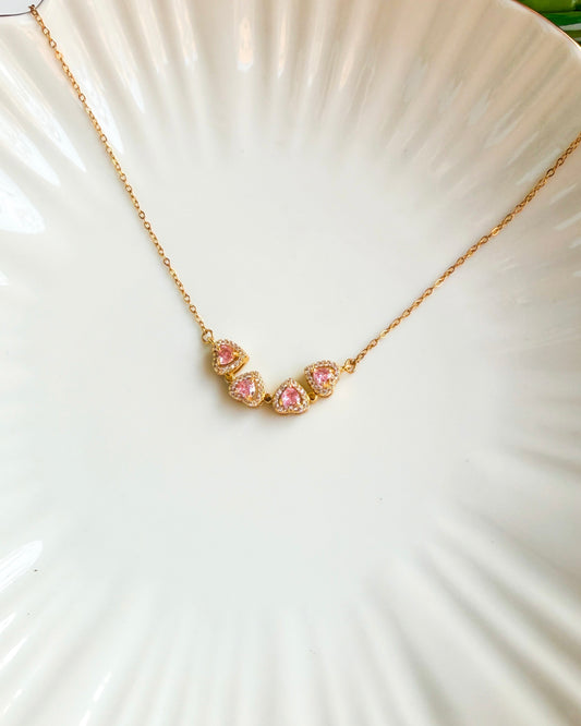 Pink studded heart magnetic necklace