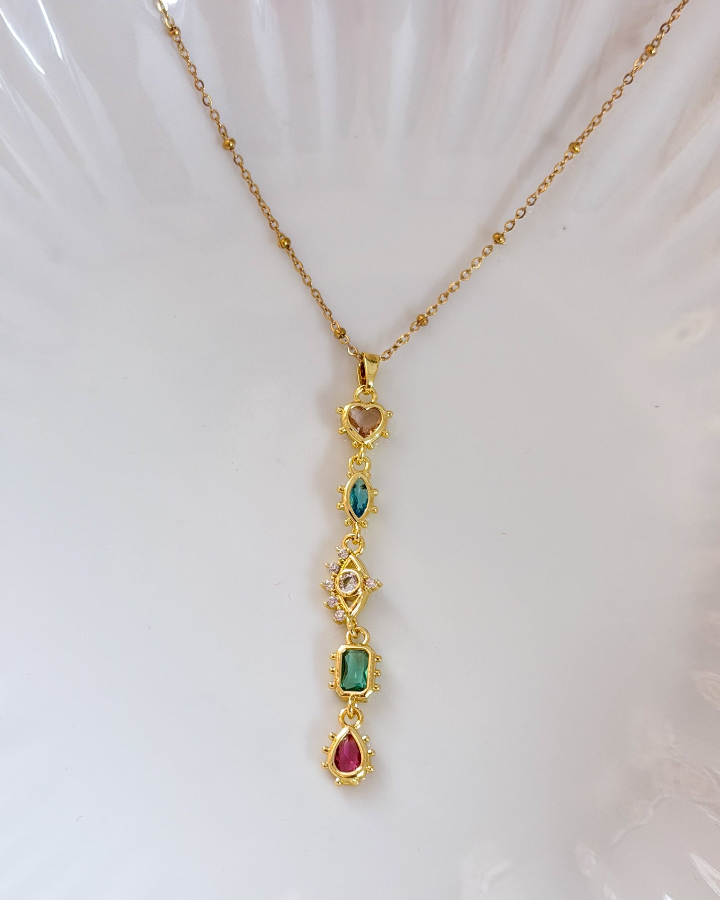 Multi charm long necklace