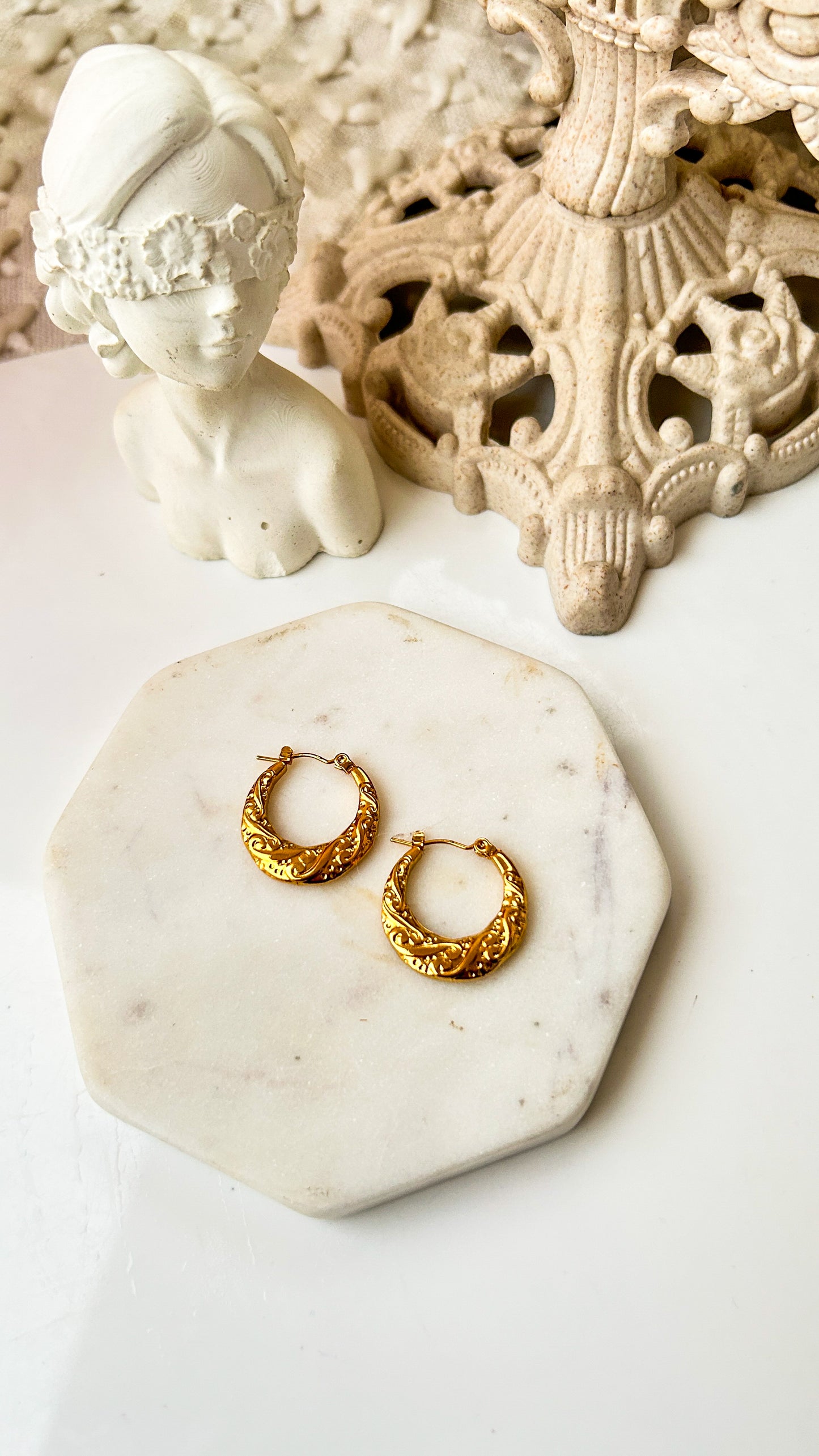 Vintage detailing hoops