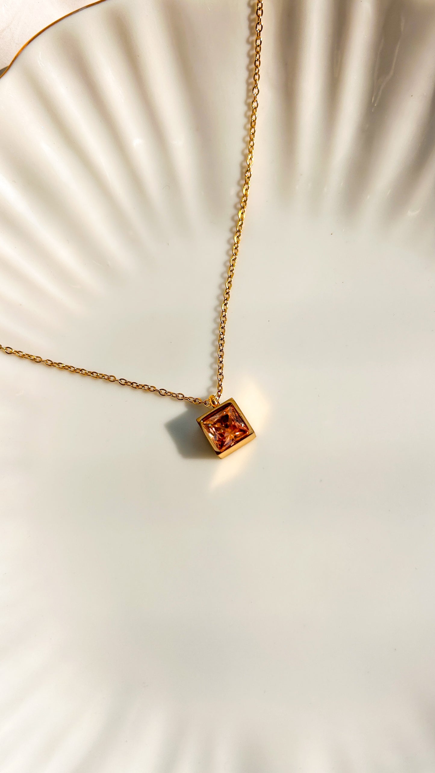 Square stone necklace
