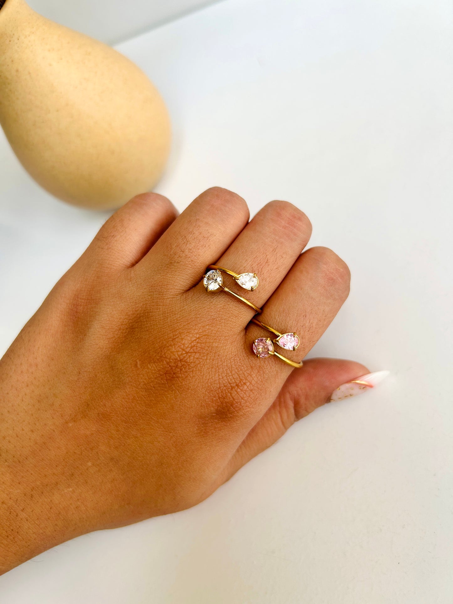 Layered stone adjustable ring
