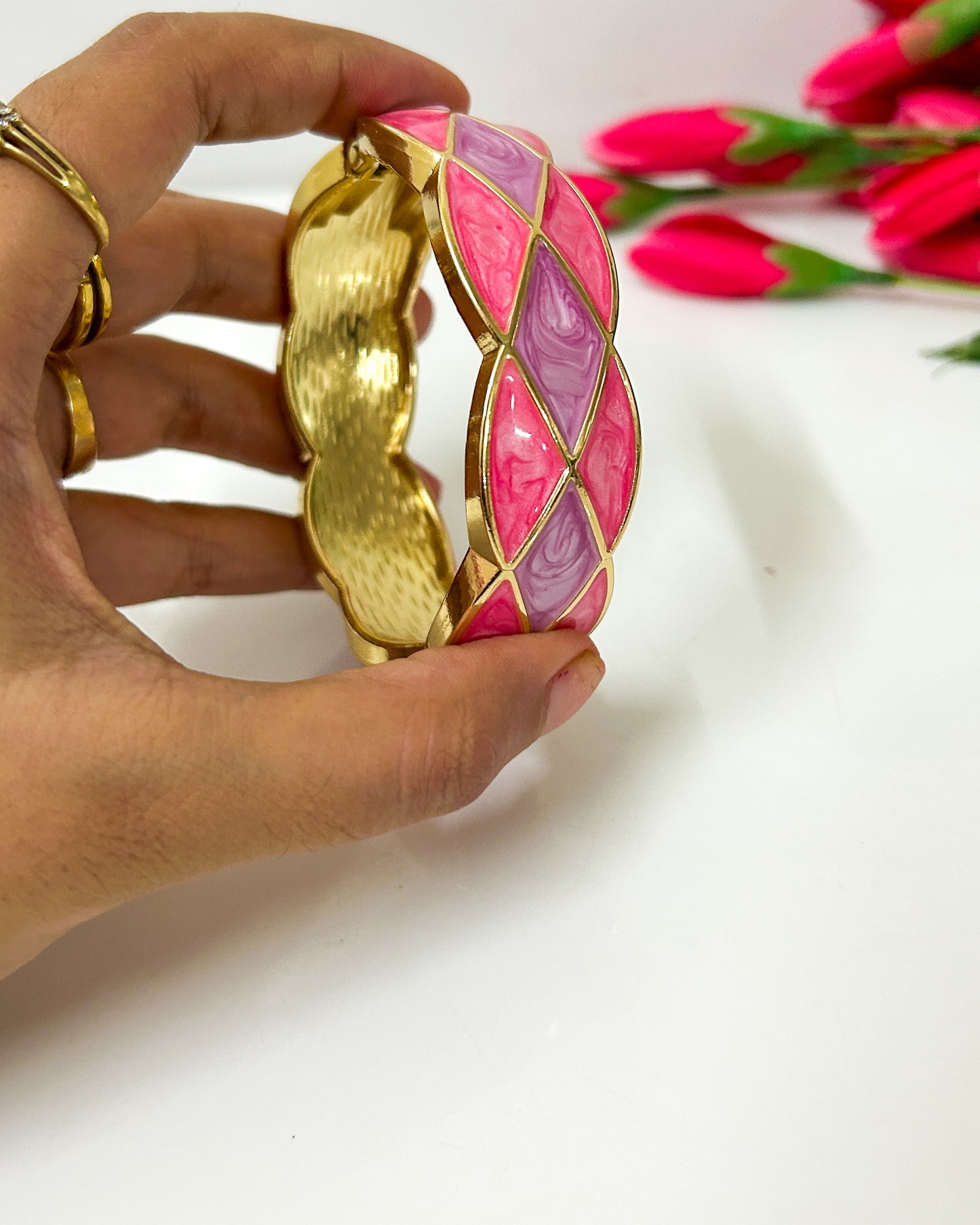 Patterned pink purple Italian bracelet