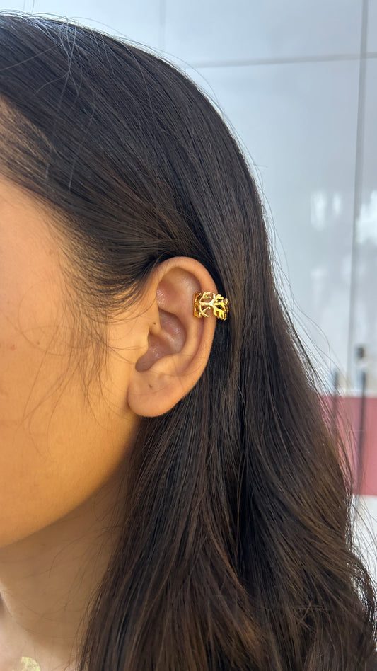Leaflet no piercing press on Earcuff pair
