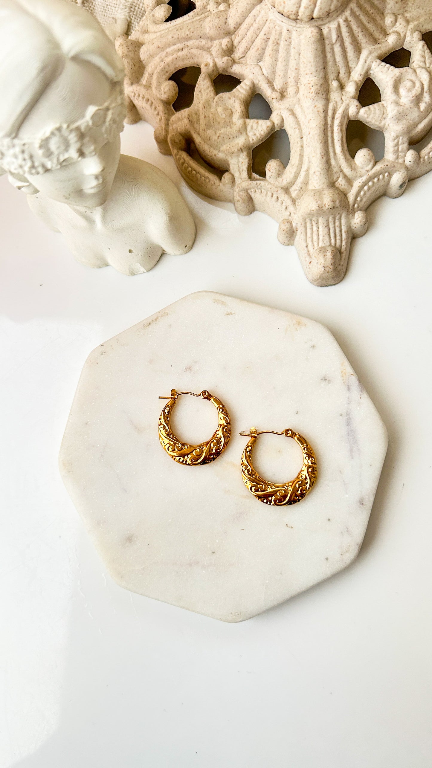 Vintage detailing hoops