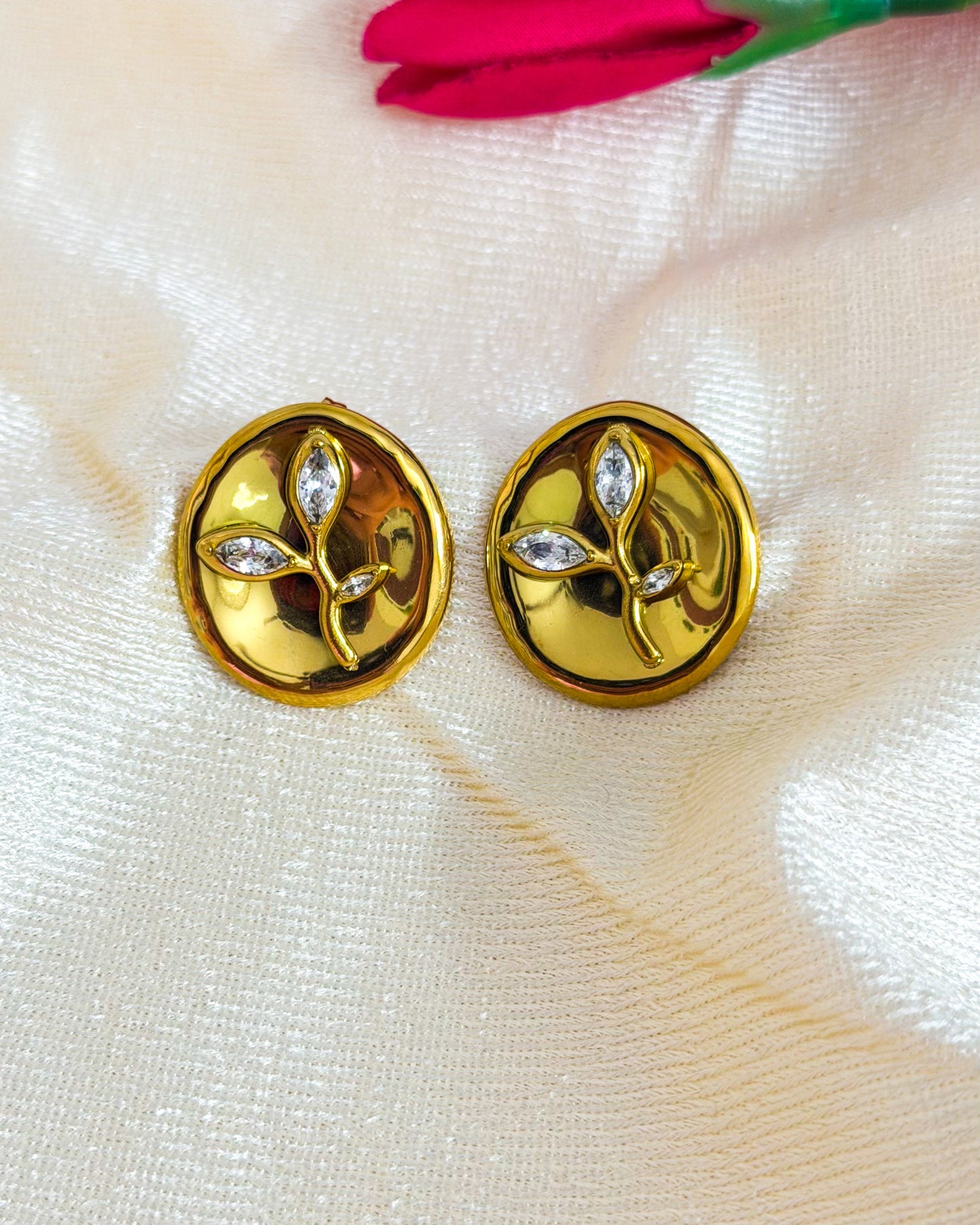 Golden petal leaf earrings
