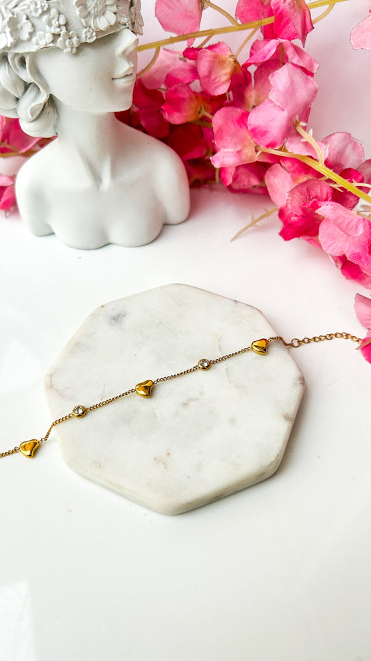 Dainty heart stone bracelet