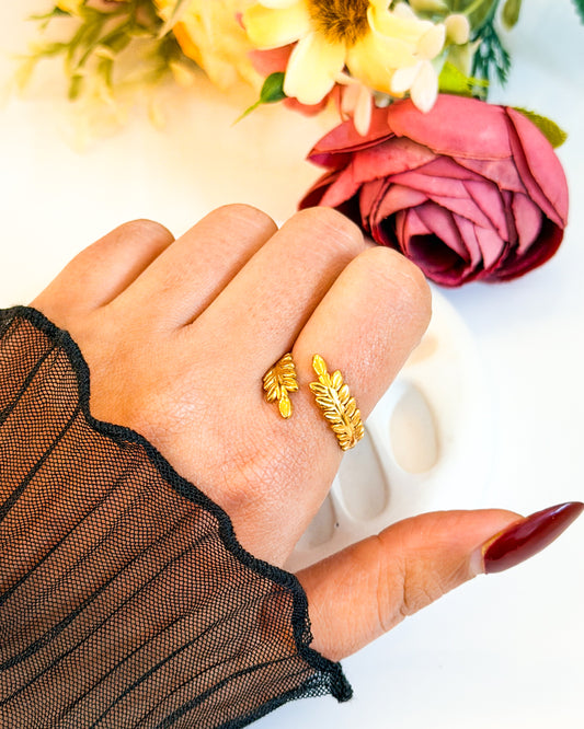 Leaf wrap Adjustable ring